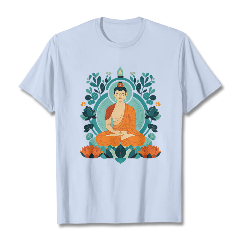 Maglietta Buddha Stones Lotus Buddha Meditazione Tee - Ciano chiaro - 2XL - image 11