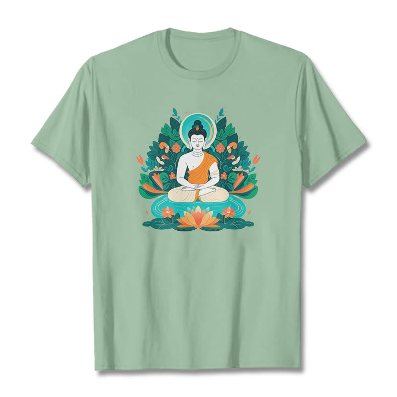 Maglietta Buddha Stones Fiore Erba Loto Bodhisattva - Verde pallido - 2XL - image 13