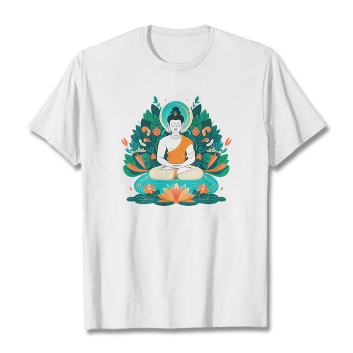 Maglietta Buddha Stones Fiore Erba Loto Bodhisattva - Bianco - 2XL - image 3