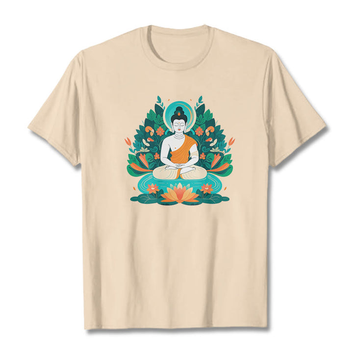 Maglietta Buddha Stones Fiore Erba Loto Bodhisattva - Biscotto - 2XL - image 10
