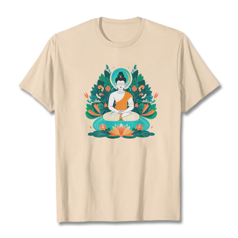Maglietta Buddha Stones Fiore Erba Loto Bodhisattva - Biscotto - 2XL - image 9
