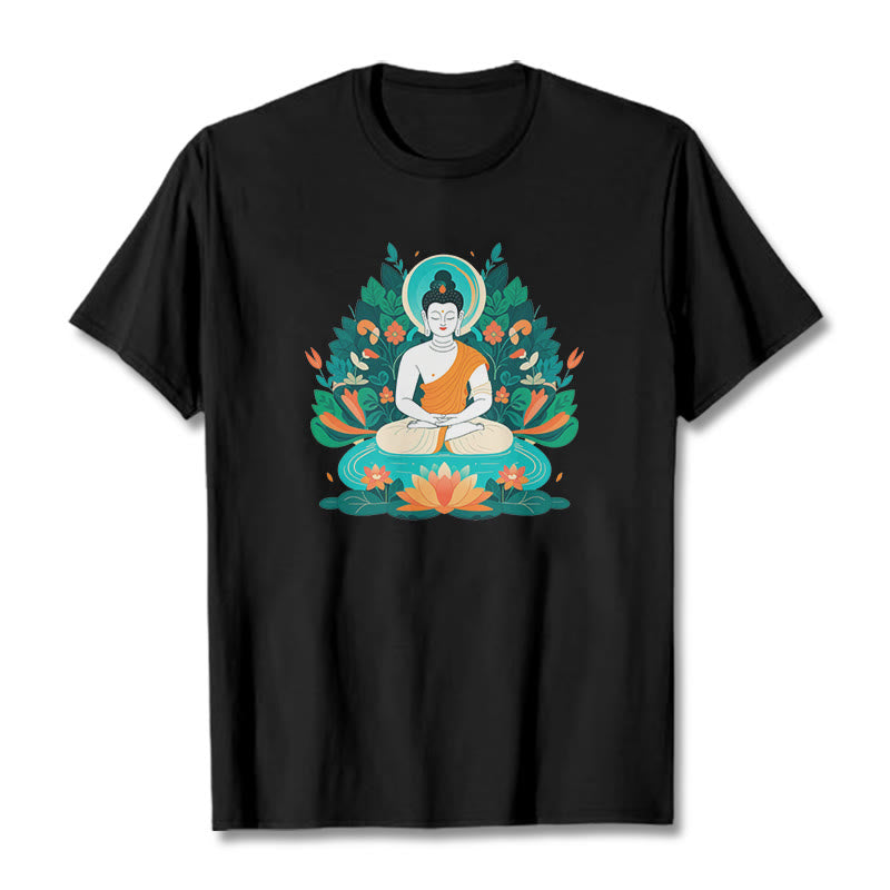 Maglietta Buddha Stones Fiore Erba Loto Bodhisattva - Nero - 2XL - image 5
