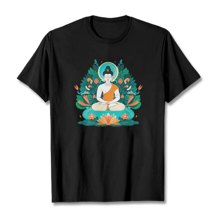 Maglietta Buddha Stones Fiore Erba Loto Bodhisattva - Nero - 2XL - image 5