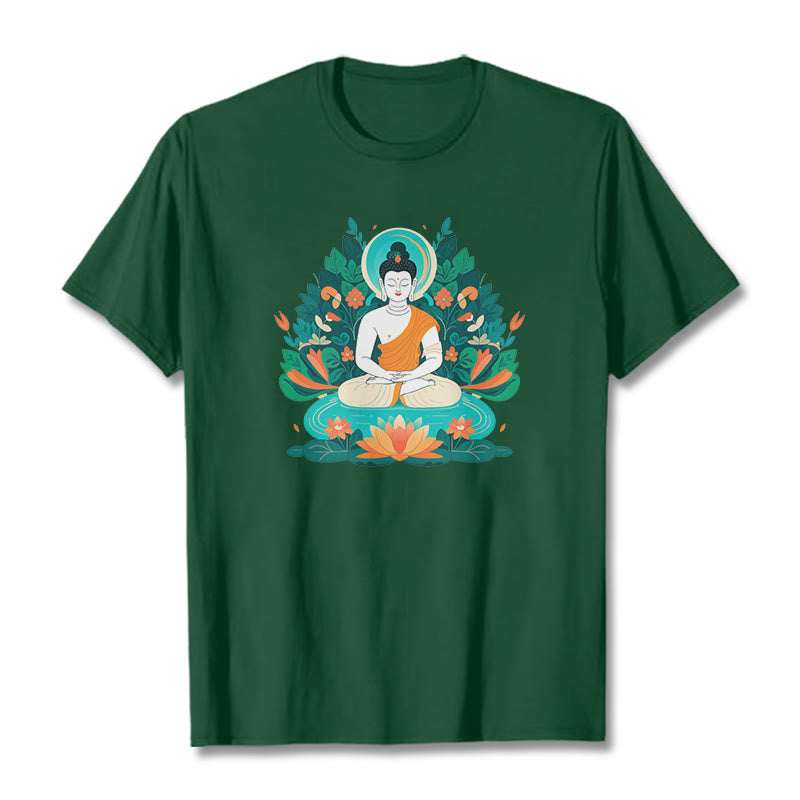 Maglietta Buddha Stones Fiore Erba Loto Bodhisattva - Verde studentesco - 2XL - image 0