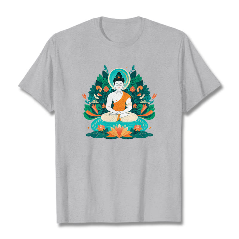 Maglietta Buddha Stones Fiore Erba Loto Bodhisattva - Grigio chiaro - 2XL - image 19