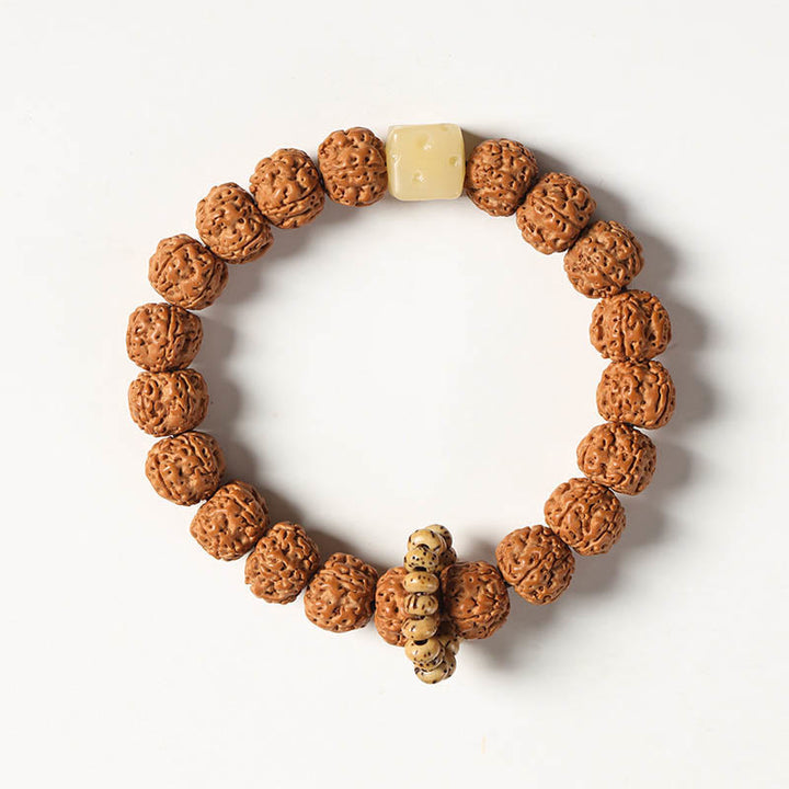 Buddha Stones Semi di Bodhi Perlina Dzi a tre occhi Ciondolo della mano del Buddha Bracciale della ricchezza