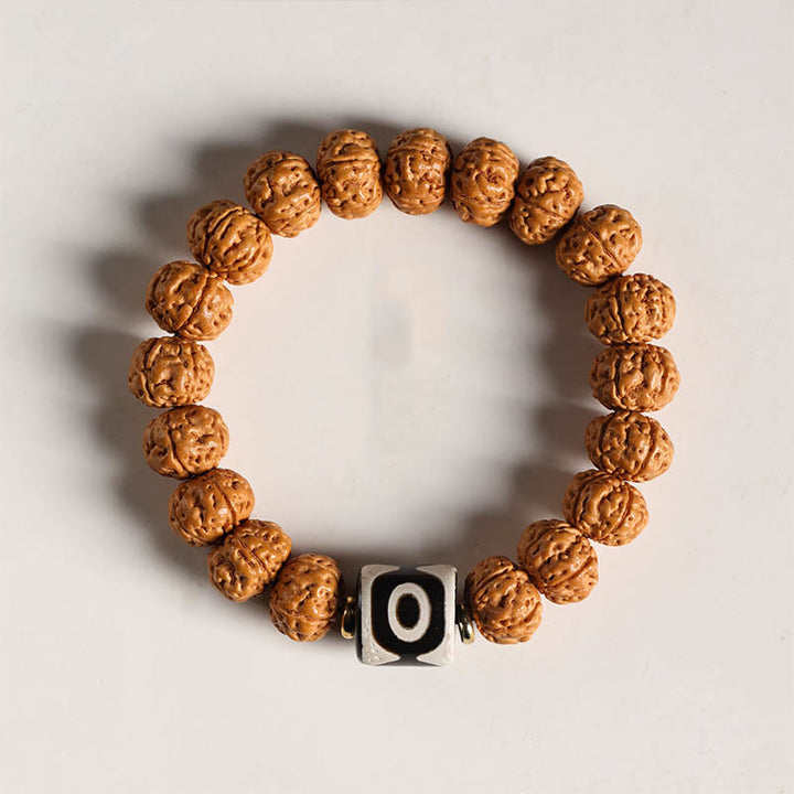Buddha Stones Semi di Bodhi Perlina Dzi a tre occhi Ciondolo della mano del Buddha Bracciale della ricchezza