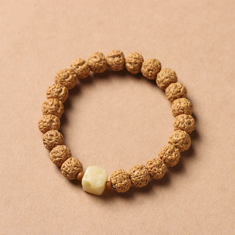 Buddha Stones Semi di Bodhi Perlina Dzi a tre occhi Ciondolo della mano del Buddha Bracciale della ricchezza