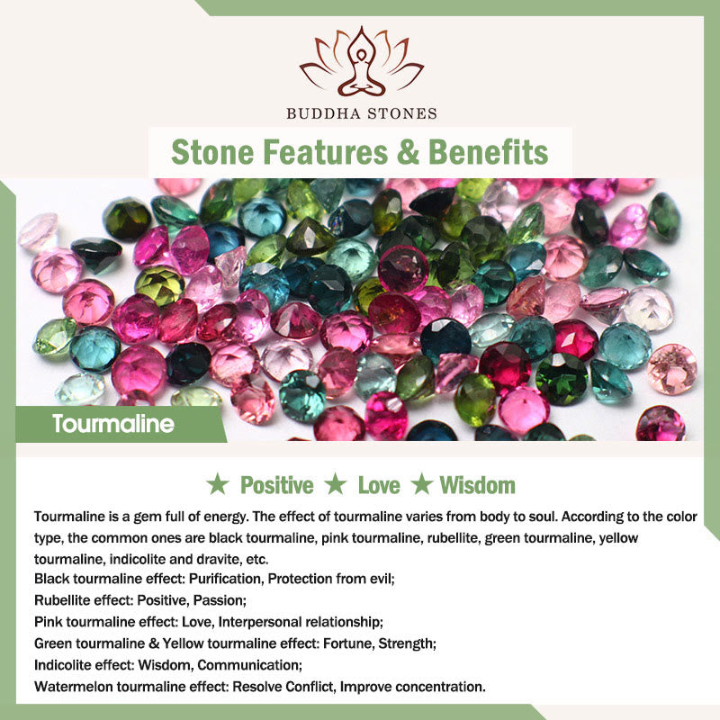Braccialetto positivo con quadrifoglio colorato in giada e tormalina Buddha Stones