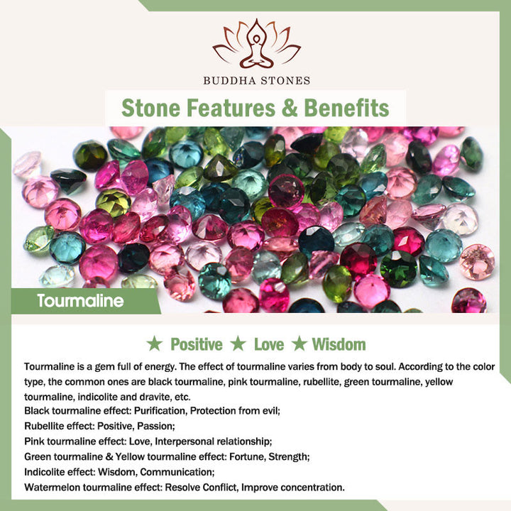 Braccialetto positivo con quadrifoglio colorato in giada e tormalina Buddha Stones