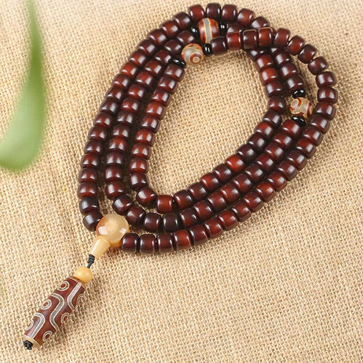 Buddha Stones 108 Mala Beads Dzi Bead a tre occhi Dzi Bead a nove occhi Braccialetto della fortuna in giada