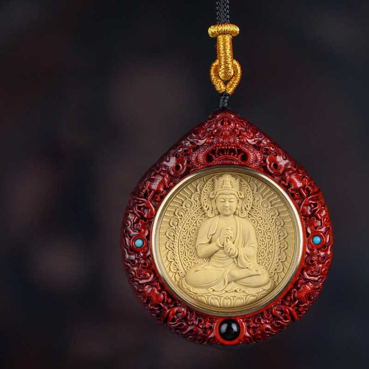 Buddha Stones Zodiaco cinese Buddha natale Piccola foglia Sandalo rosso Ebano Collana pendente Longevità - Capra/Scimmia-Tathagata - Sandalo rosso a foglia piccola - image 15