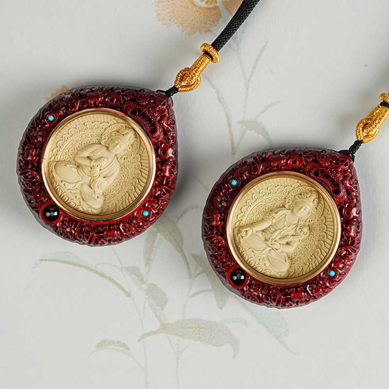 Buddha Stones Zodiaco cinese Buddha natale Piccola foglia Sandalo rosso Ebano Collana pendente Longevità - image 22