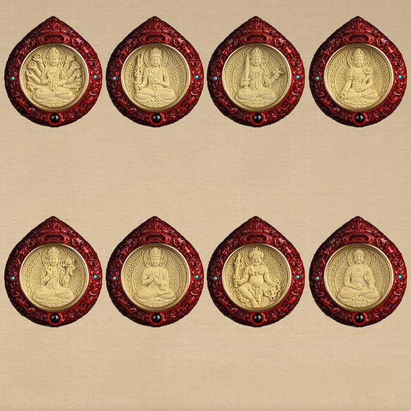 Buddha Stones Zodiaco cinese Buddha natale Piccola foglia Sandalo rosso Ebano Collana pendente Longevità - image 24