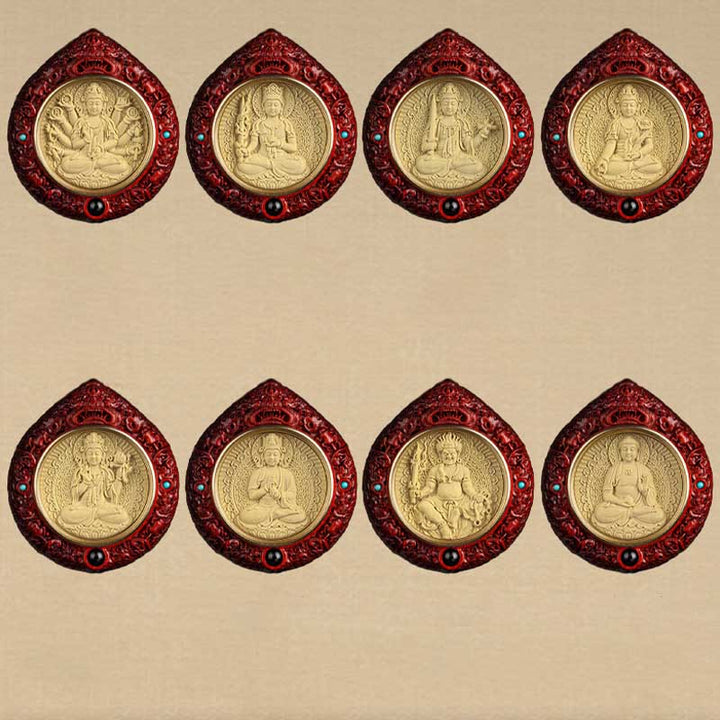 Buddha Stones Zodiaco cinese Buddha natale Piccola foglia Sandalo rosso Ebano Collana pendente Longevità - image 24