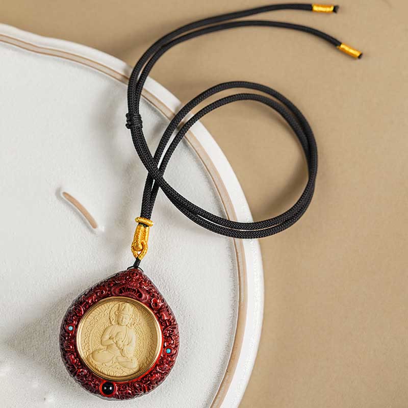 Buddha Stones Zodiaco cinese Buddha natale Piccola foglia Sandalo rosso Ebano Collana pendente Longevità - image 28