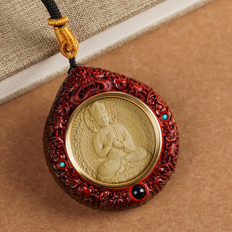Buddha Stones Zodiaco cinese Buddha natale Piccola foglia Sandalo rosso Ebano Collana pendente Longevità - image 1