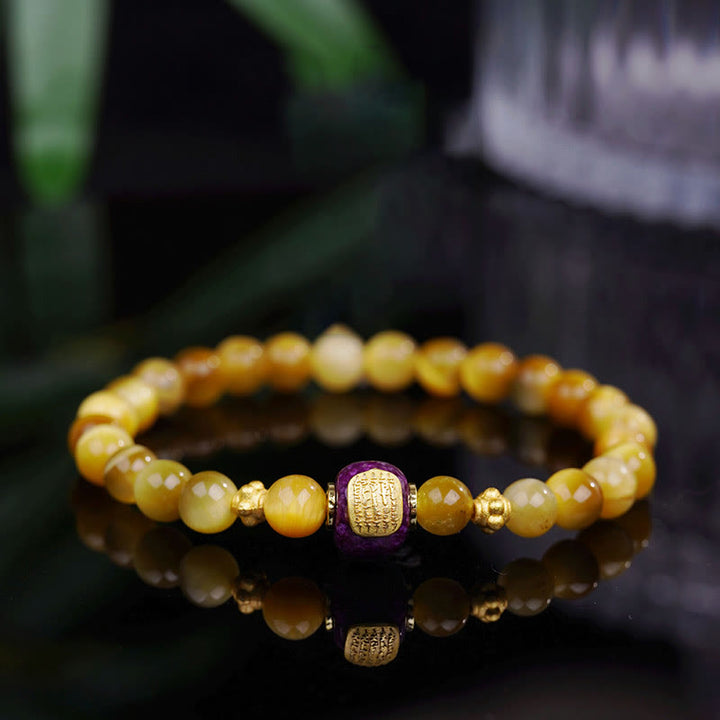 Braccialetto di protezione della fortuna con perline di occhio di tigre e Buddha Stones