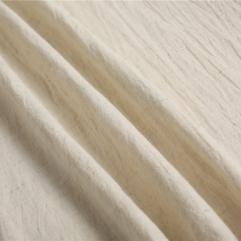 Camicia da uomo in cotone e lino a maniche corte con scollo rotondo tinta unita Buddha Stones - image 22