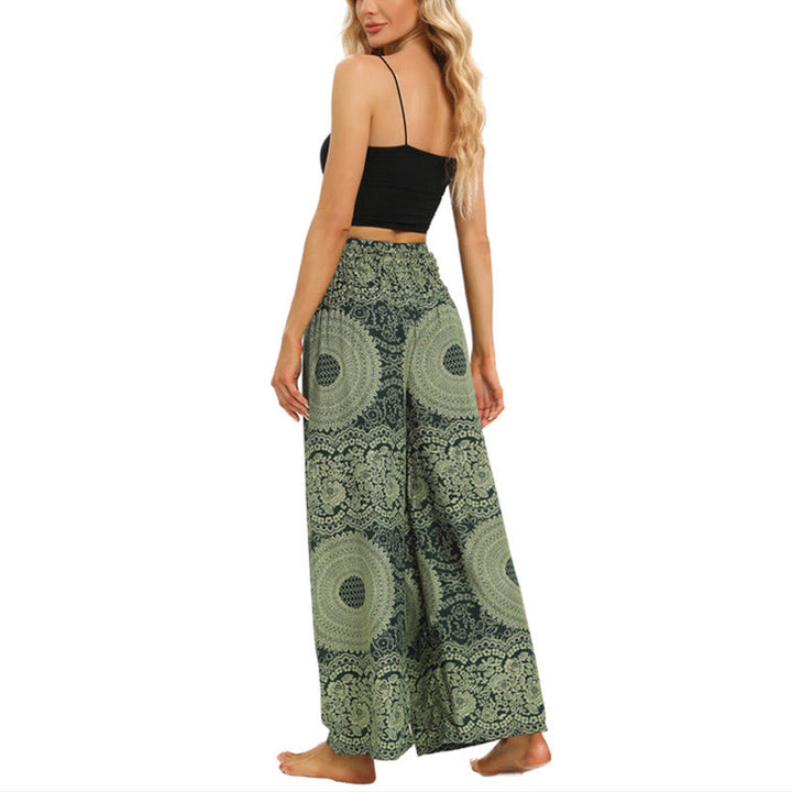 Pantaloni da yoga da donna con lacci Boho e gamba larga Buddha Stones