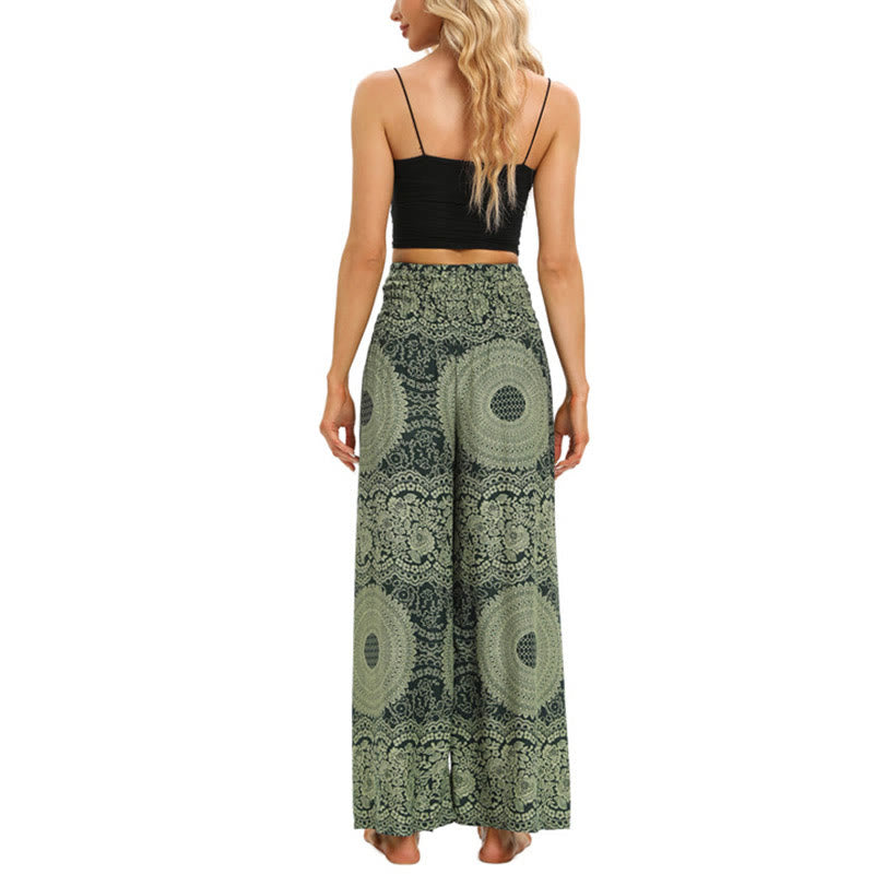 Pantaloni da yoga da donna con lacci Boho e gamba larga Buddha Stones