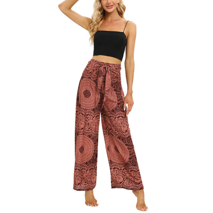 Pantaloni da yoga da donna con lacci Boho e gamba larga Buddha Stones - image 6