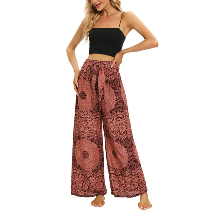 Pantaloni da yoga da donna con lacci Boho e gamba larga Buddha Stones - image 7