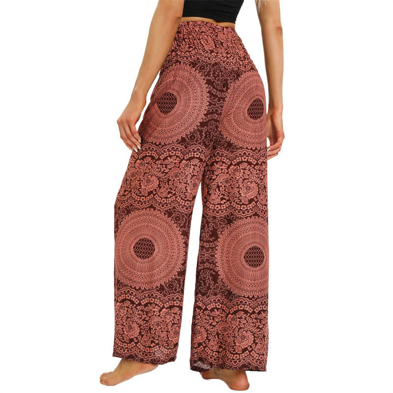 Pantaloni da yoga da donna con lacci Boho e gamba larga Buddha Stones