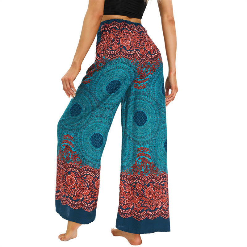Pantaloni da yoga da donna con lacci e stampa floreale con bussola bohémien Buddha Stones - image 2