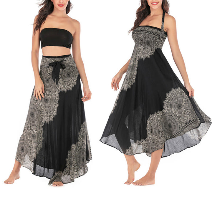 Abito da spiaggia con gonna a fiori e mandala boho in stile Buddha Stones Two - image 13