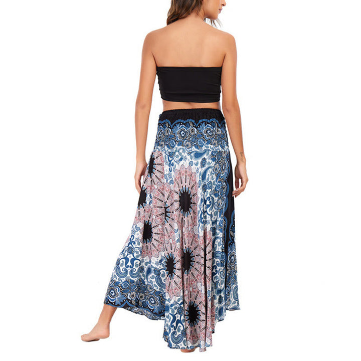 Buddha Stones Due stili Indossare Bohemien Mandala Fiore Goccia d'acqua Gonna con lacci Vestito - image 12