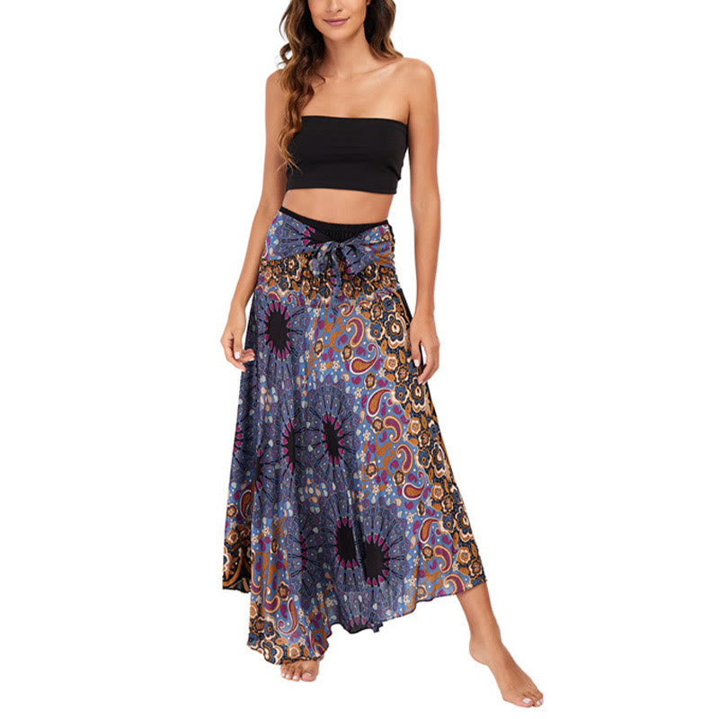 Buddha Stones Due stili Indossare Bohemien Mandala Fiore Goccia d'acqua Gonna con lacci Vestito - image 16