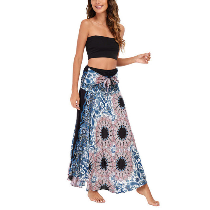 Buddha Stones Due stili Indossare Bohemien Mandala Fiore Goccia d'acqua Gonna con lacci Vestito - image 11