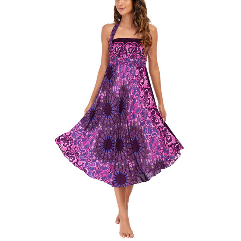 Buddha Stones Due stili Indossare Bohemien Mandala Fiore Goccia d'acqua Gonna con lacci Vestito - image 7