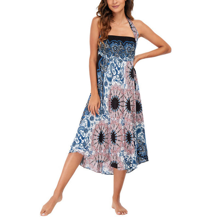 Buddha Stones Due stili Indossare Bohemien Mandala Fiore Goccia d'acqua Gonna con lacci Vestito - image 13