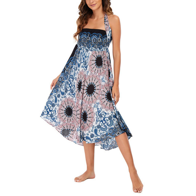 Buddha Stones Due stili Indossare Bohemien Mandala Fiore Goccia d'acqua Gonna con lacci Vestito - image 10