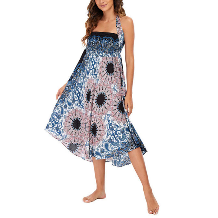 Buddha Stones Due stili Indossare Bohemien Mandala Fiore Goccia d'acqua Gonna con lacci Vestito - image 10