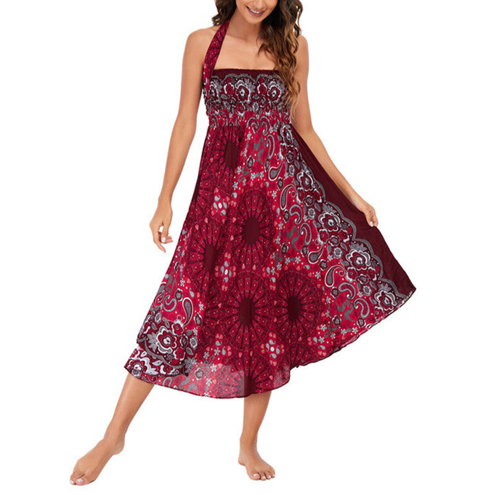 Buddha Stones Due stili Indossare Bohemien Mandala Fiore Goccia d'acqua Gonna con lacci Vestito - image 24