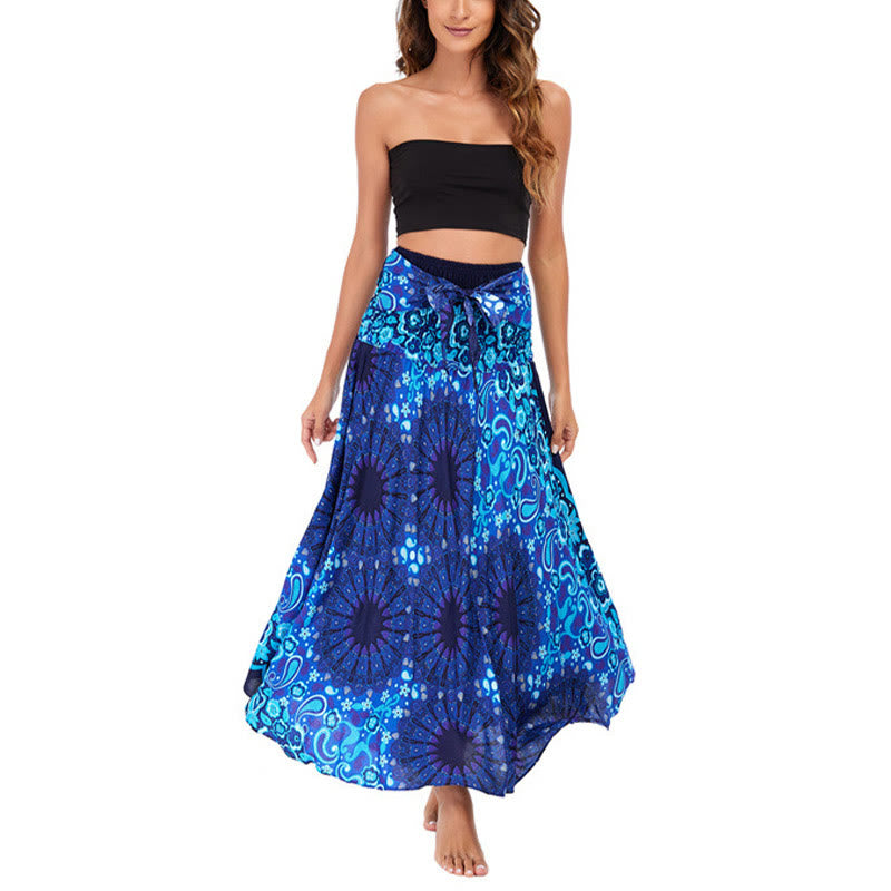 Buddha Stones Due stili Indossare Bohemien Mandala Fiore Goccia d'acqua Gonna con lacci Vestito - image 29