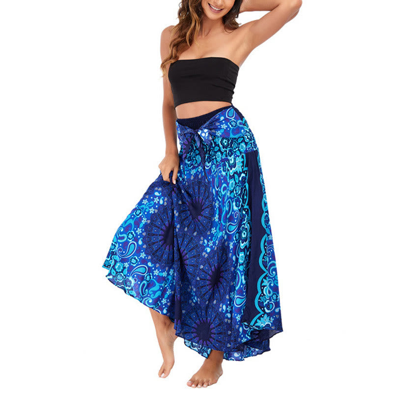 Buddha Stones Due stili Indossare Bohemien Mandala Fiore Goccia d'acqua Gonna con lacci Vestito - image 31