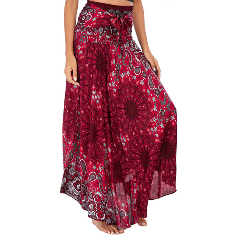 Buddha Stones Due stili Indossare Bohemien Mandala Fiore Goccia d'acqua Gonna con lacci Vestito - IndianRed - US4， UK/AU8，EU36-44 (F) - image 22