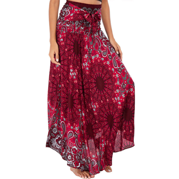 Buddha Stones Due stili Indossare Bohemien Mandala Fiore Goccia d'acqua Gonna con lacci Vestito - IndianRed - US4， UK/AU8，EU36-44 (F) - image 22