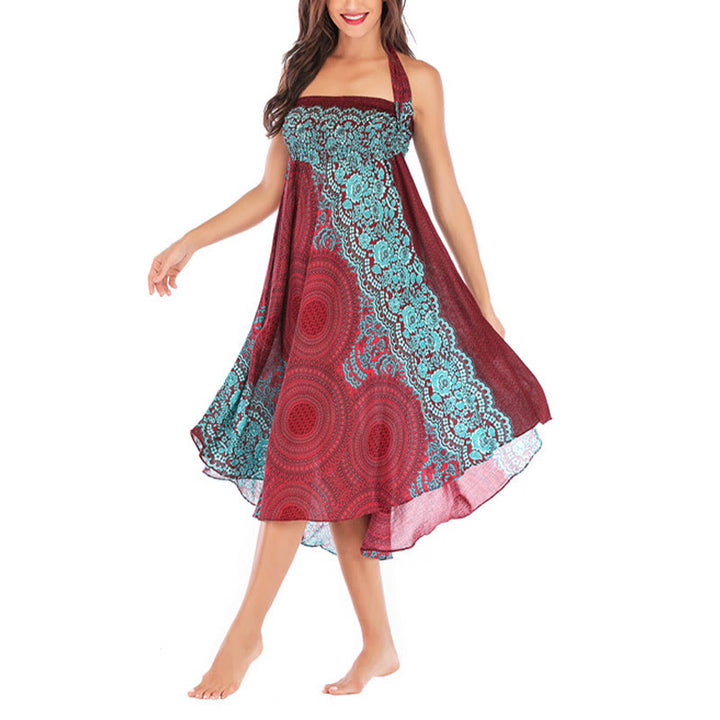 Buddha Stones Due stili indossano un abito con gonna allacciata con fiori rosa dei venti bohémien - image 38