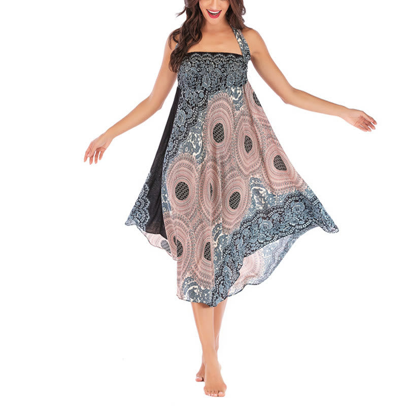 Buddha Stones Due stili indossano un abito con gonna allacciata con fiori rosa dei venti bohémien - image 33