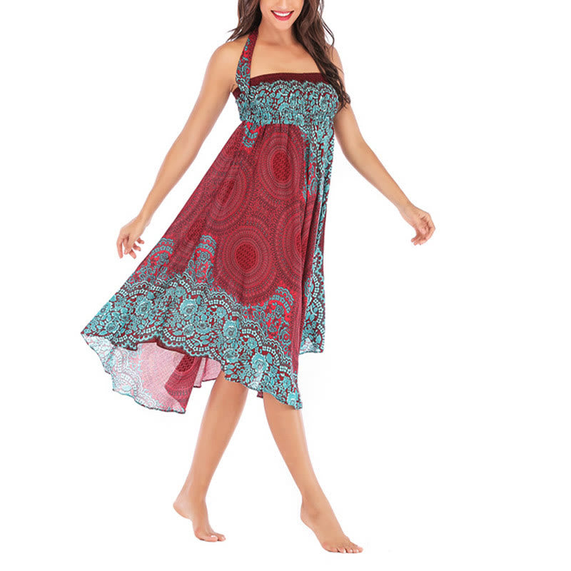 Buddha Stones Due stili indossano un abito con gonna allacciata con fiori rosa dei venti bohémien - image 44