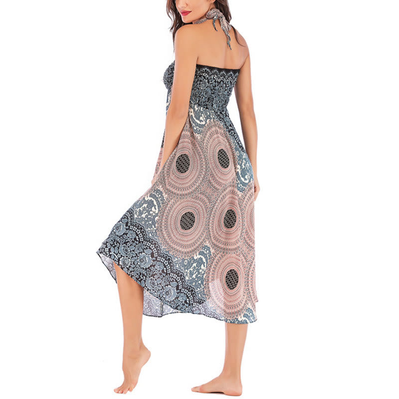 Buddha Stones Due stili indossano un abito con gonna allacciata con fiori rosa dei venti bohémien - image 34