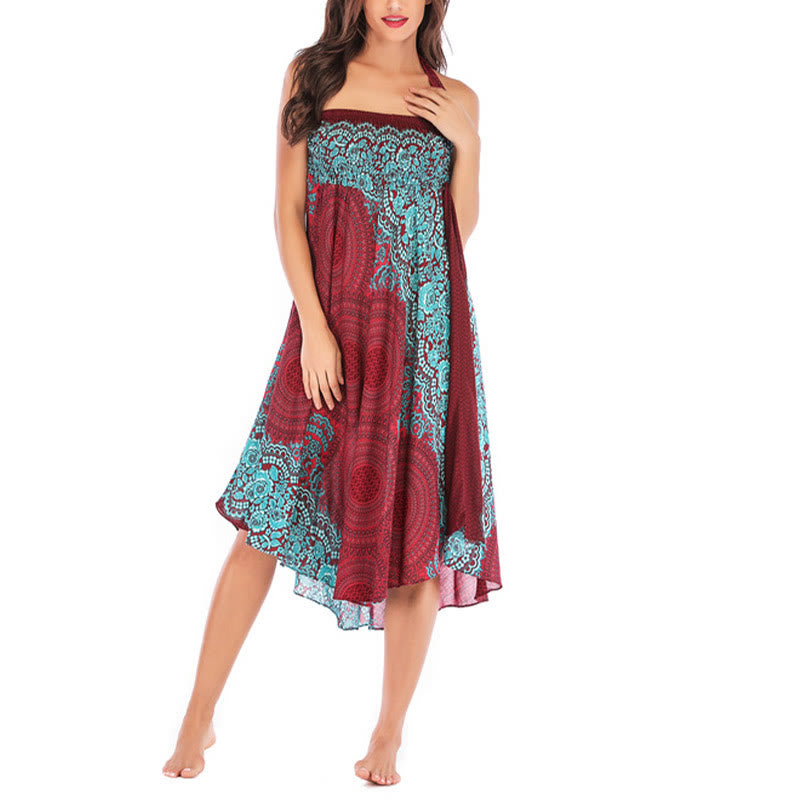 Buddha Stones Due stili indossano un abito con gonna allacciata con fiori rosa dei venti bohémien - image 42