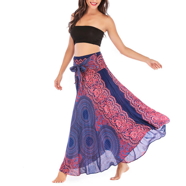 Buddha Stones Due stili indossano un abito con gonna allacciata con fiori rosa dei venti bohémien - image 11