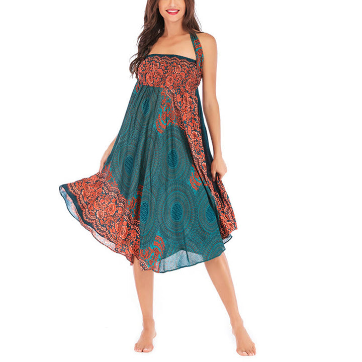 Buddha Stones Due stili indossano un abito con gonna allacciata con fiori rosa dei venti bohémien - image 2