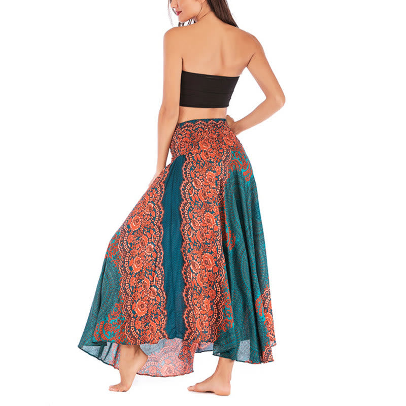 Buddha Stones Due stili indossano un abito con gonna allacciata con fiori rosa dei venti bohémien - image 4